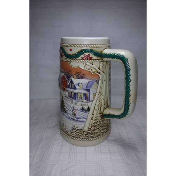 Budweiser 1996 Ceramic Collectible Holiday Stein "American Homestead" Clydesdale - Picture 4 of 11